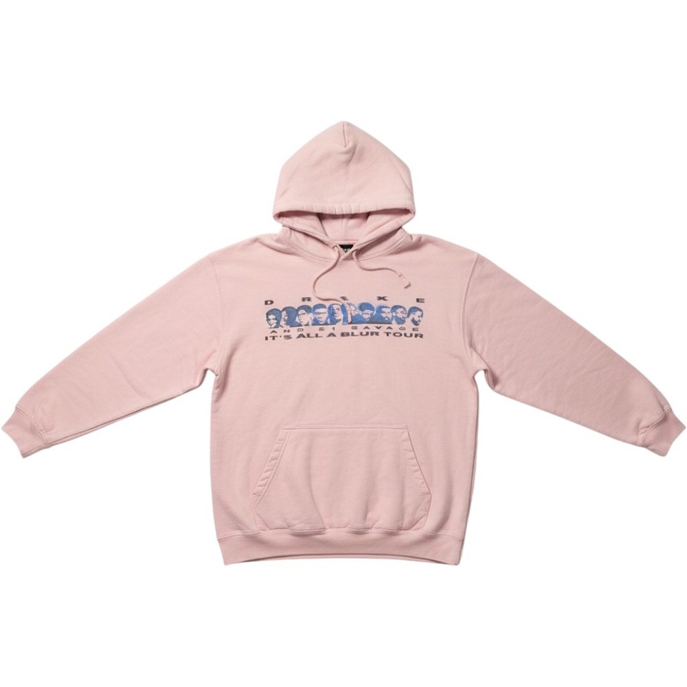Drake 21 Savage It's All A Blur Tour Hoodie Pink Graphic Concert Sweatshirt